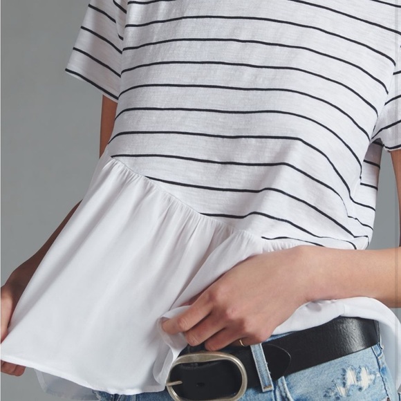 Anthropologie T.La Striped Tee in Black and White - Picture 3 of 9